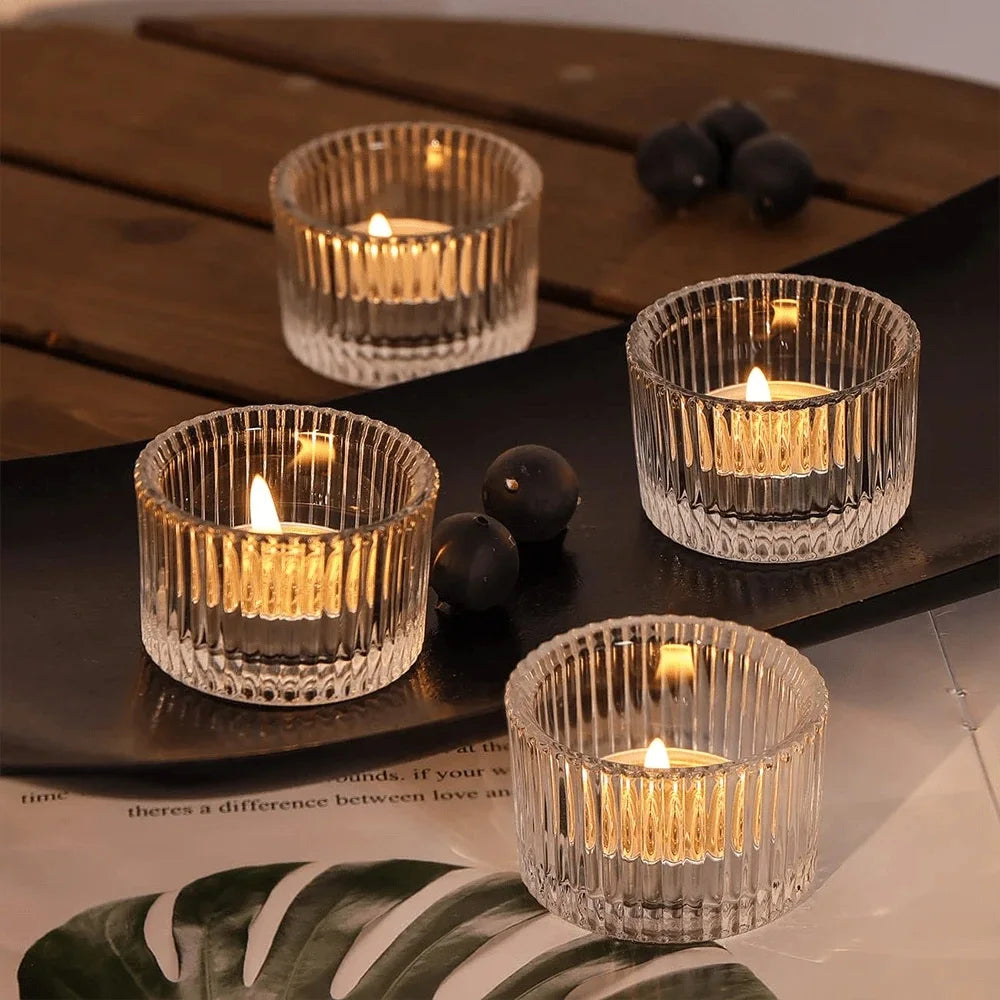 Kerzenhalter-Set aus Glas 4 Stück 2x1,4 Zoll Teelichthalter-Yabubest - Home & More