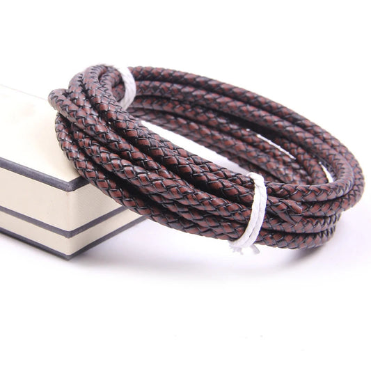 1 Meter 3 4 5 mm echtes rund geflochtenes Lederband schwarz braun