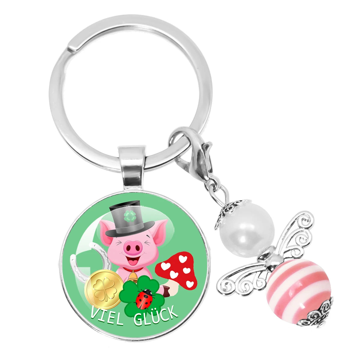 Glücksbringer Schlüsselanhänger mit vierblättrigem Kleeblatt Design