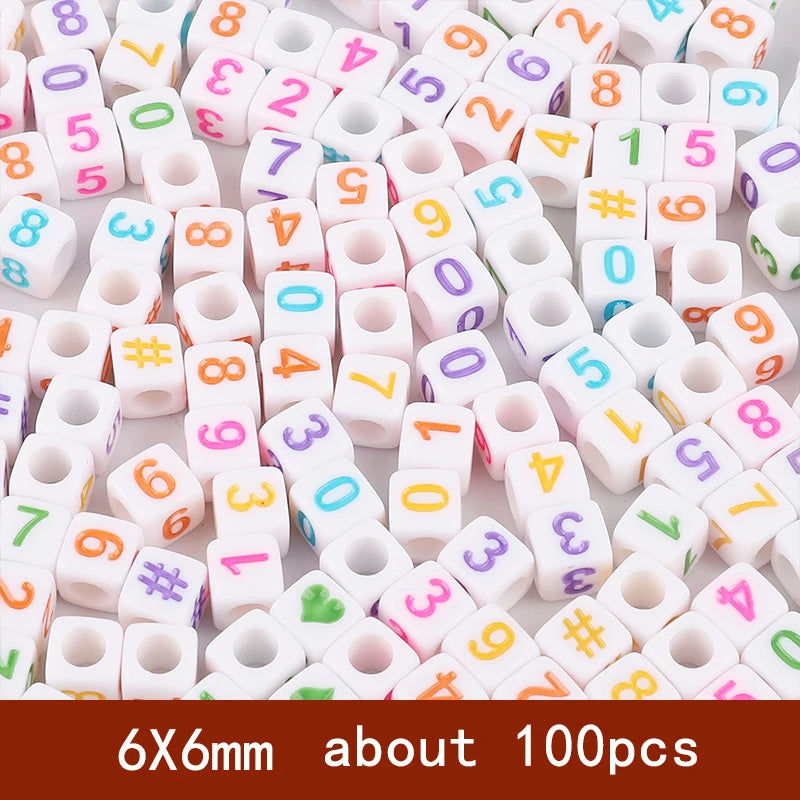 6x6mm Quadratische Acryl Alphabet Perlen für DIY Schmuck Basteln