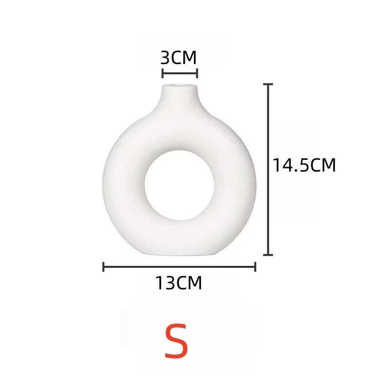 Moderne Reinweiße Donut Design Vase für stilvolle Tischdeko