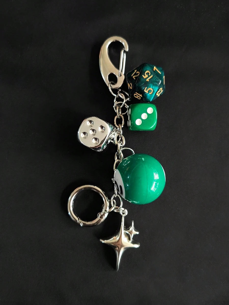 Auffälliger schwarzer Sternwürfel Anhänger für Schlüssel und Taschen