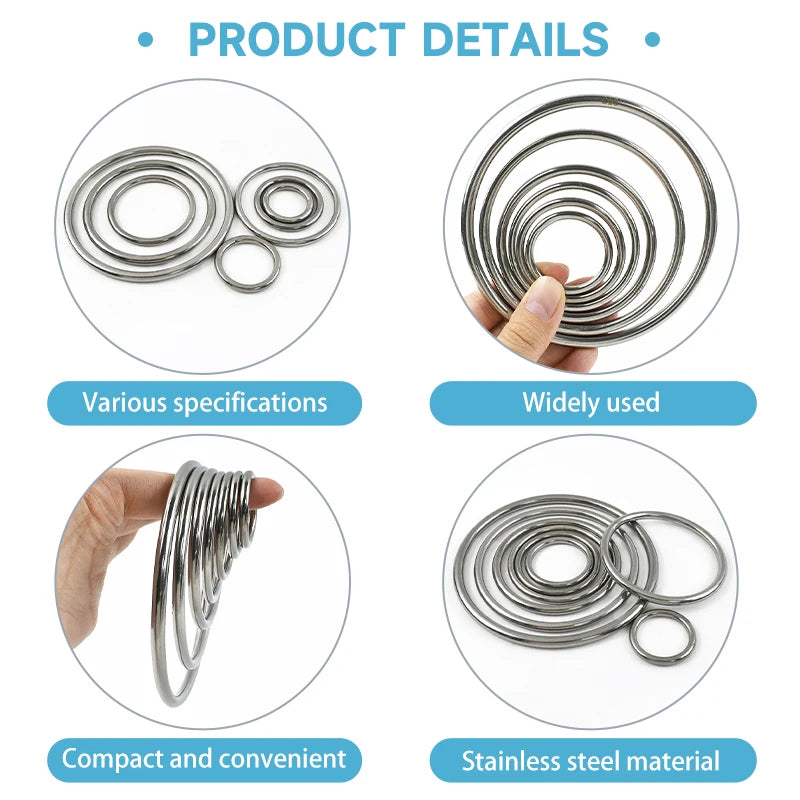 Edelstahl O-Ring Schnallen 15-100mm für Taschen Gurtband Schlüsselanhänger
