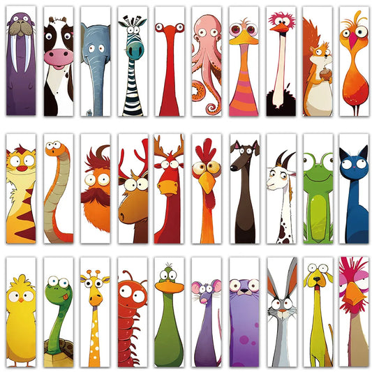 30er Set Lustige Cartoon Tier Lesezeichen aus Papier für Schüler - Leser