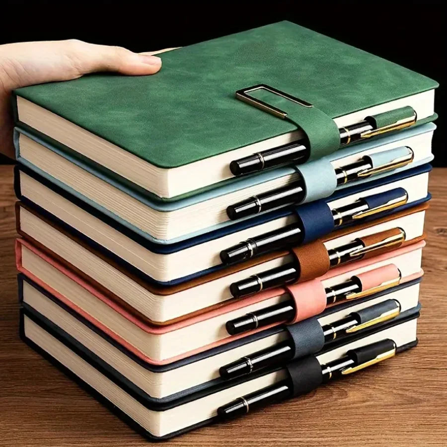 Elegantes A5 Leder-Notizbuch mit U-Schnalle, personalisiertes Softcover, 6 Farben