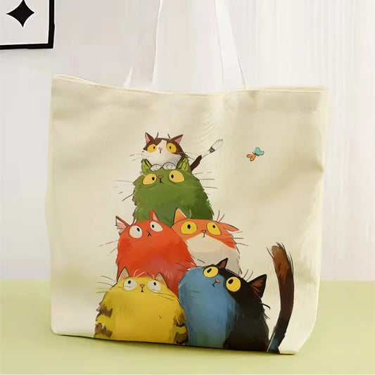 Modische wiederverwendbare Einkaufstasche mit Katzenmotiv
