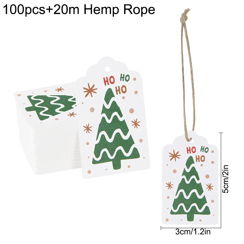100-teiliges Frohe Weihnachten Kraftpapier Etiketten Set zum Aufhängen