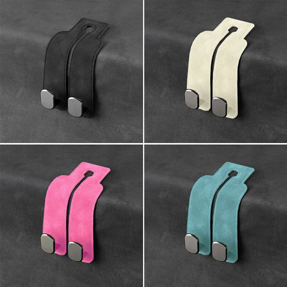 Universelle Doppelhaken für Autositz Kopfstützen aus weichem Leder-Yabubestshop