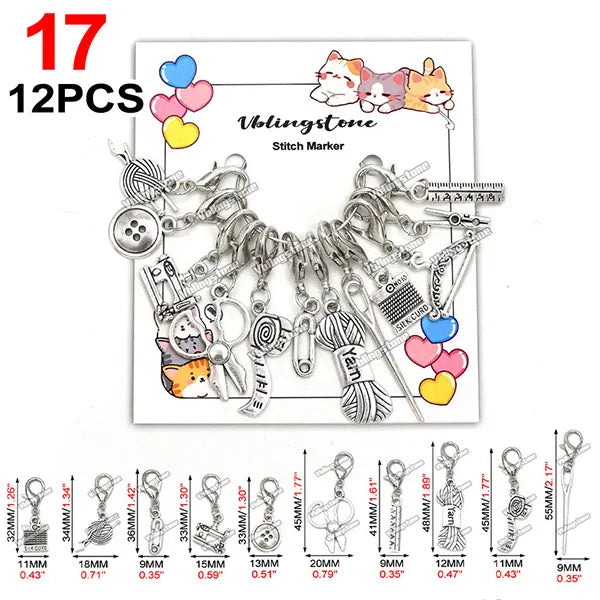 Mix Metall Katze Anhänger Häkeln und Stricken Stich Marker Kits Nadel Clip