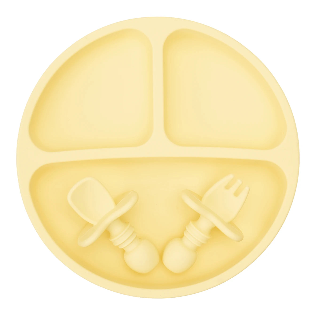 3-teiliges BPA-freies Silikon Baby Geschirrset mit Saugteller und Besteck