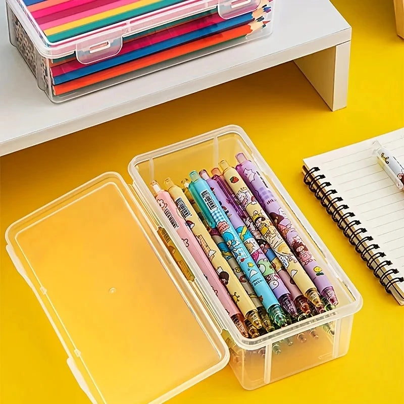2 Stück transparente Kunststoff Bleistiftboxen mit großer Kapazität