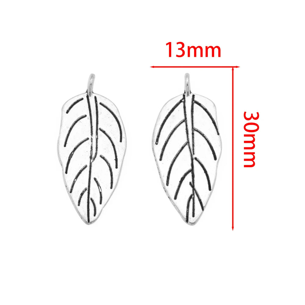 10er Set Antik Bronze Silber Blattform Anhänger für DIY Schmuck Basteln