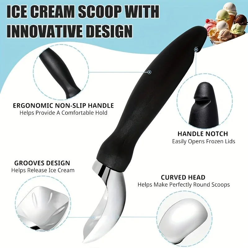Eisschaufel Edelstahl groß mit ergonomischem Griff für Gelato Sorbet Melone