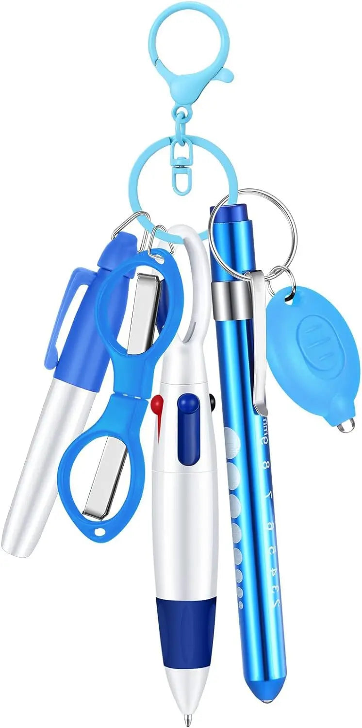 6-in-1 Multifunktions-Kugelschreiber mit Taschenlampe Schere Permanentmarker