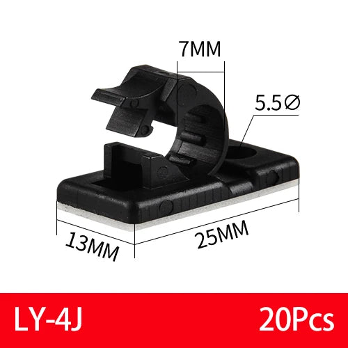 20x Selbstklebende Kabel Organizer Clips für Desktop Management - Schwarz