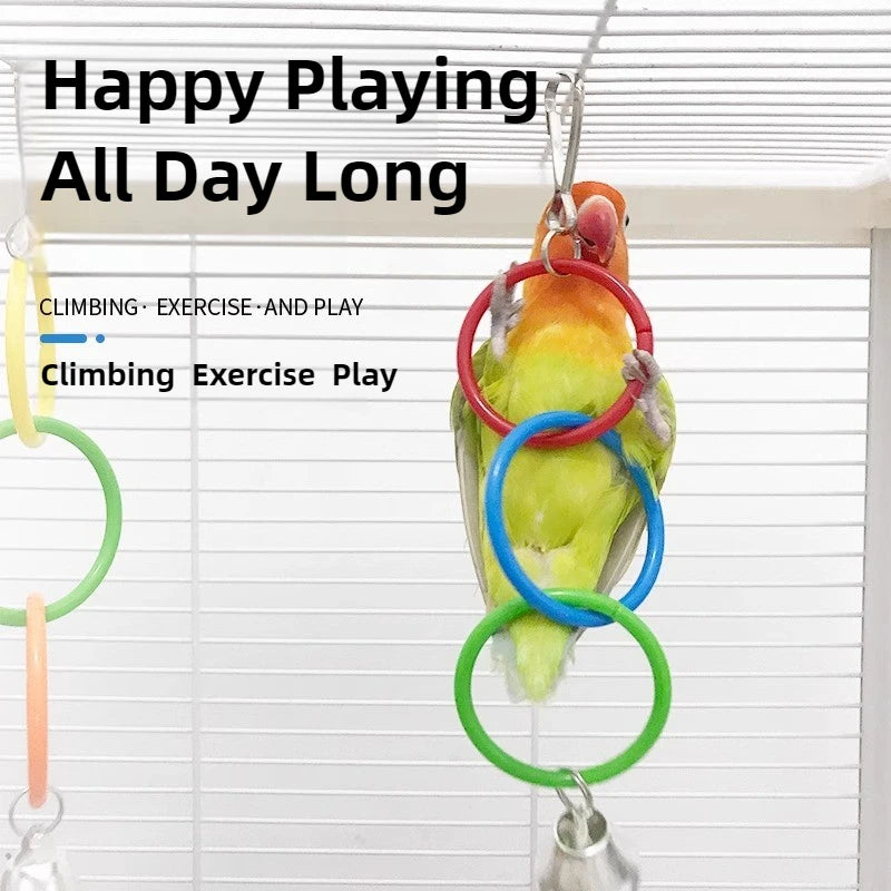 Bunte Papageienschaukel mit Glocken Sound für Vogelkäfig Zubehör