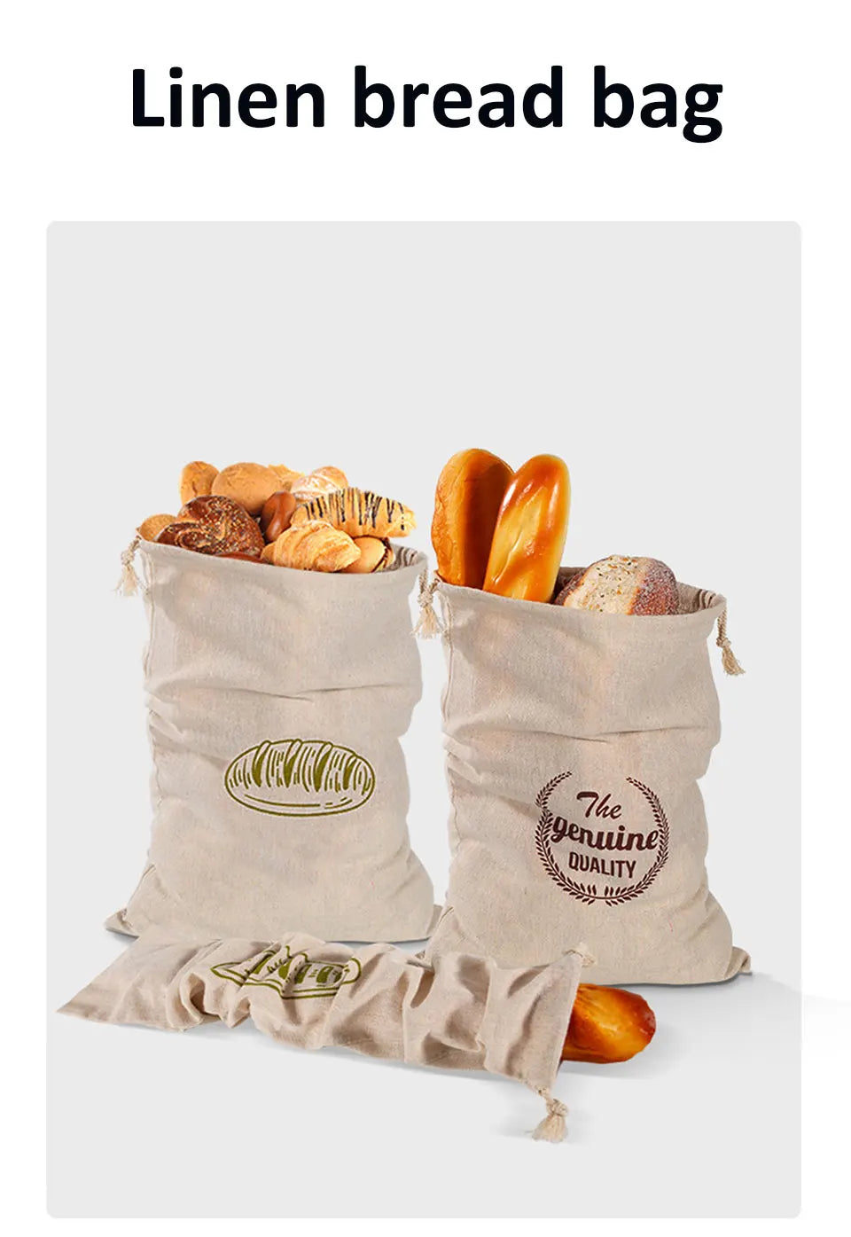Leinen Brotbeutel Set zur Brot Aufbewahrung ungebleicht nachhalti