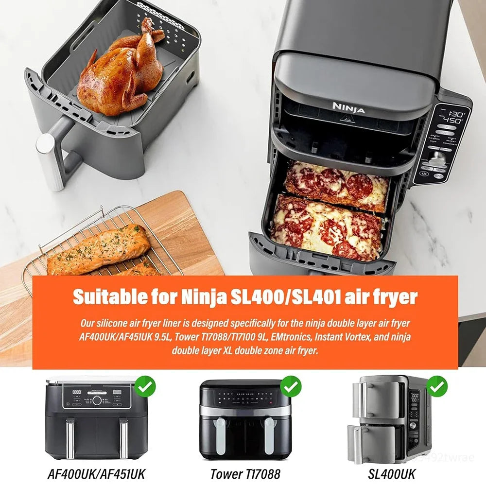 2er-Set Silikon Backformen für Air Fryer - Antihaft - Wiederverwendbar