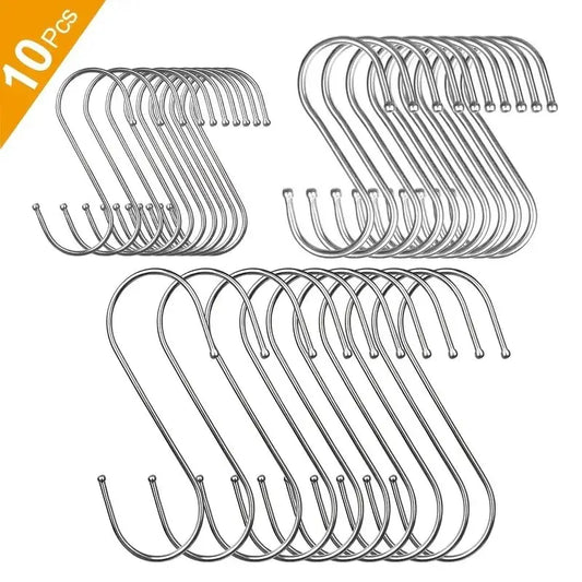 10 Edelstahl S-Haken 5-11cm Multifunktional für Küche Bad Kleidung