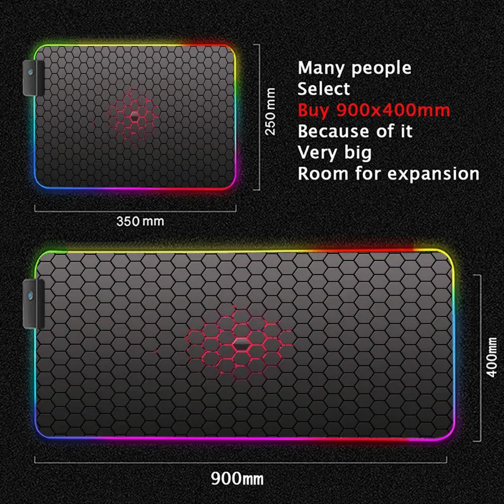 XXL Gaming Mauspad Geometrisches Design mit RGB LED Beleuchtung