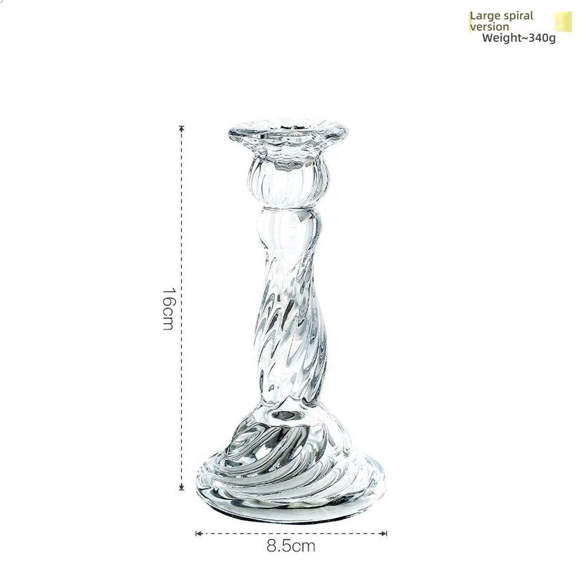Transparenter Kerzendochthalter aus Glas als stilvoller Tischkerzenständer