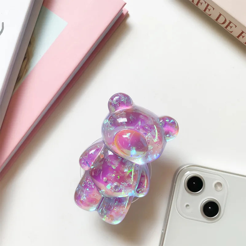 3D Glitter Bär Handyhalterung Universal aus TPU mit Standfunktion