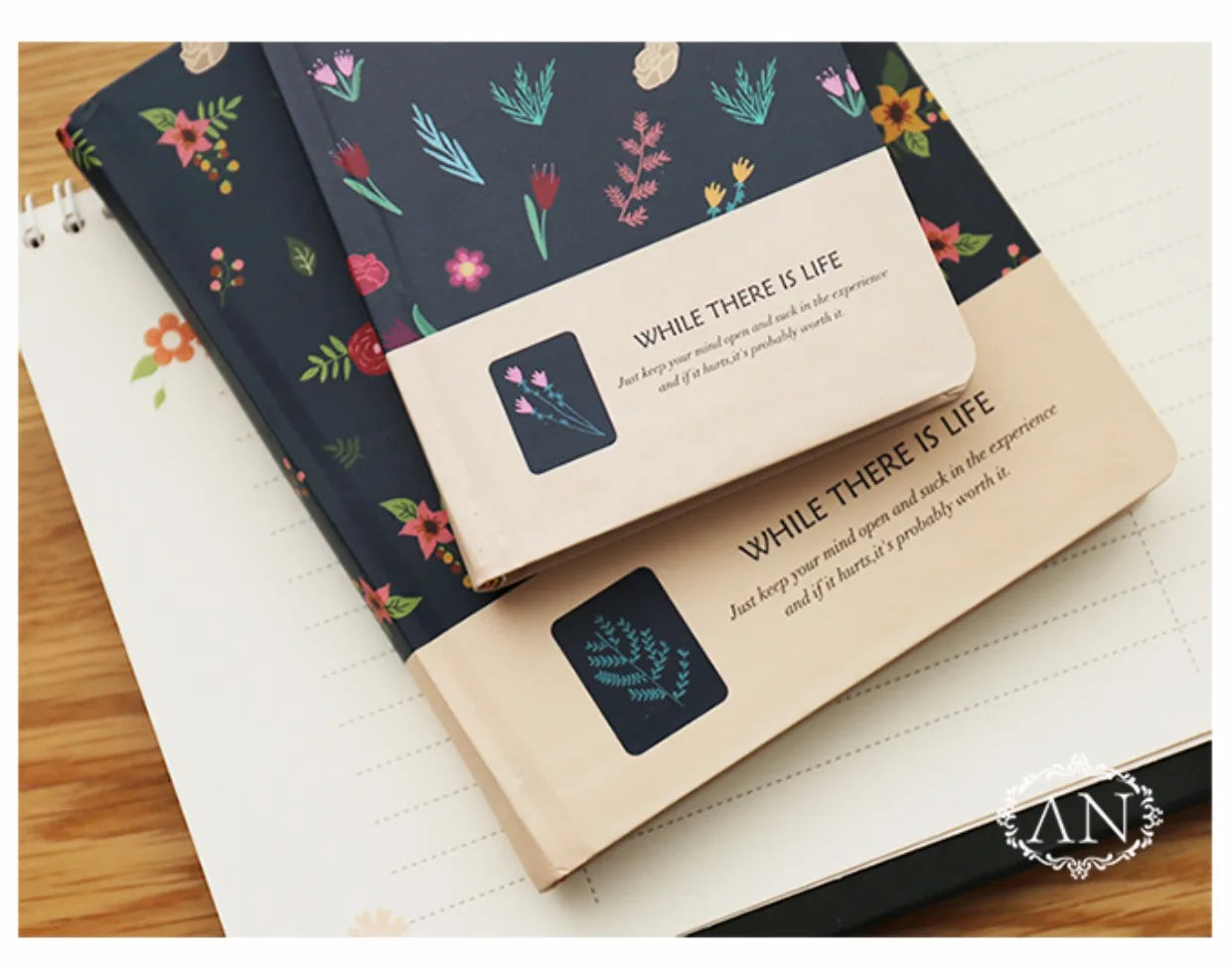 Retro-Notizbuch mit Blumenmotiv – Hardcover Tagebuch-Yabubest - Home & More