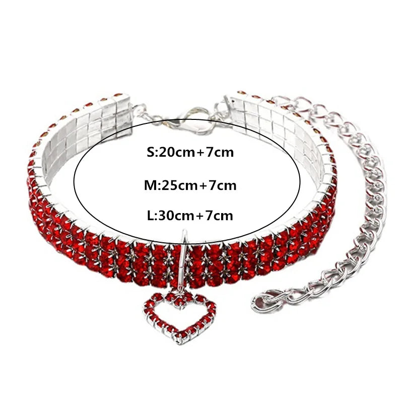 Elastisches Metall-Haustierhalsband mit Strass – Stilvoll - Verstellbar