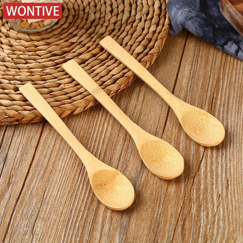 Set aus 3 5 oder 10 Bambus Holz Löffel 16x3cm wiederverwendbar Küche