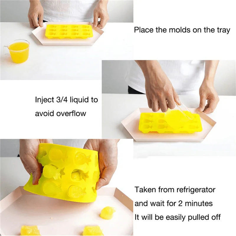 Flexible Silikon Eiswürfelform Kaktus Ananas Flamingo Motive