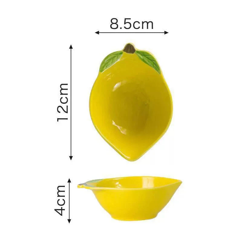 Handbemalte Keramikplatte mit kreativem Zitronendesign für die Küche