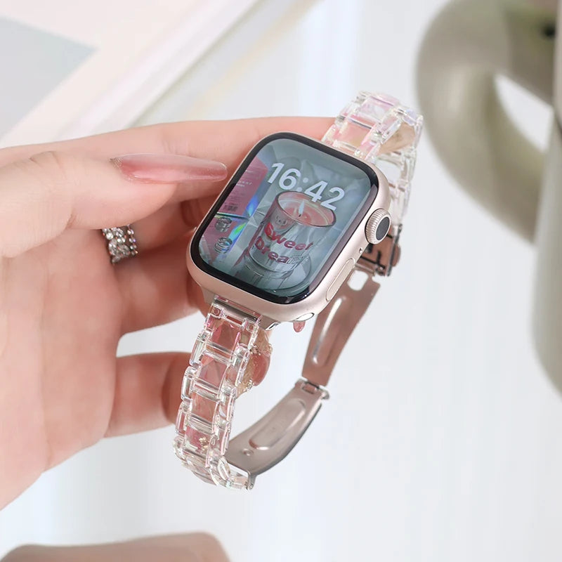 Transparentes Acryl-Uhrenarmband mit Faltschließe für Smartwatches
