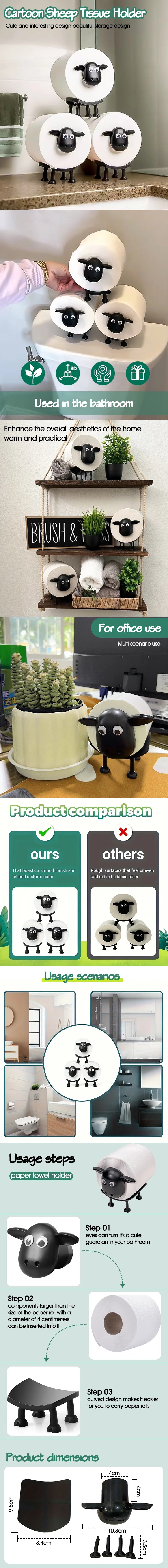 Freistehender Toilettenpapierhalter in Schafform aus Kunststoff