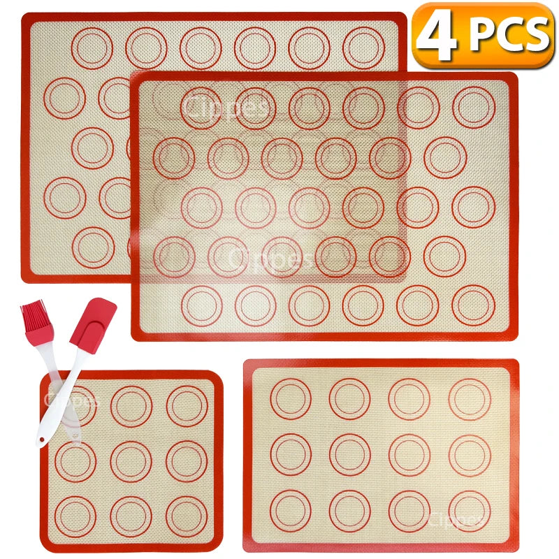 Silikon Backmatten Set mit Pinsel Spatel 1 bis 4 Stück hitzebeständig