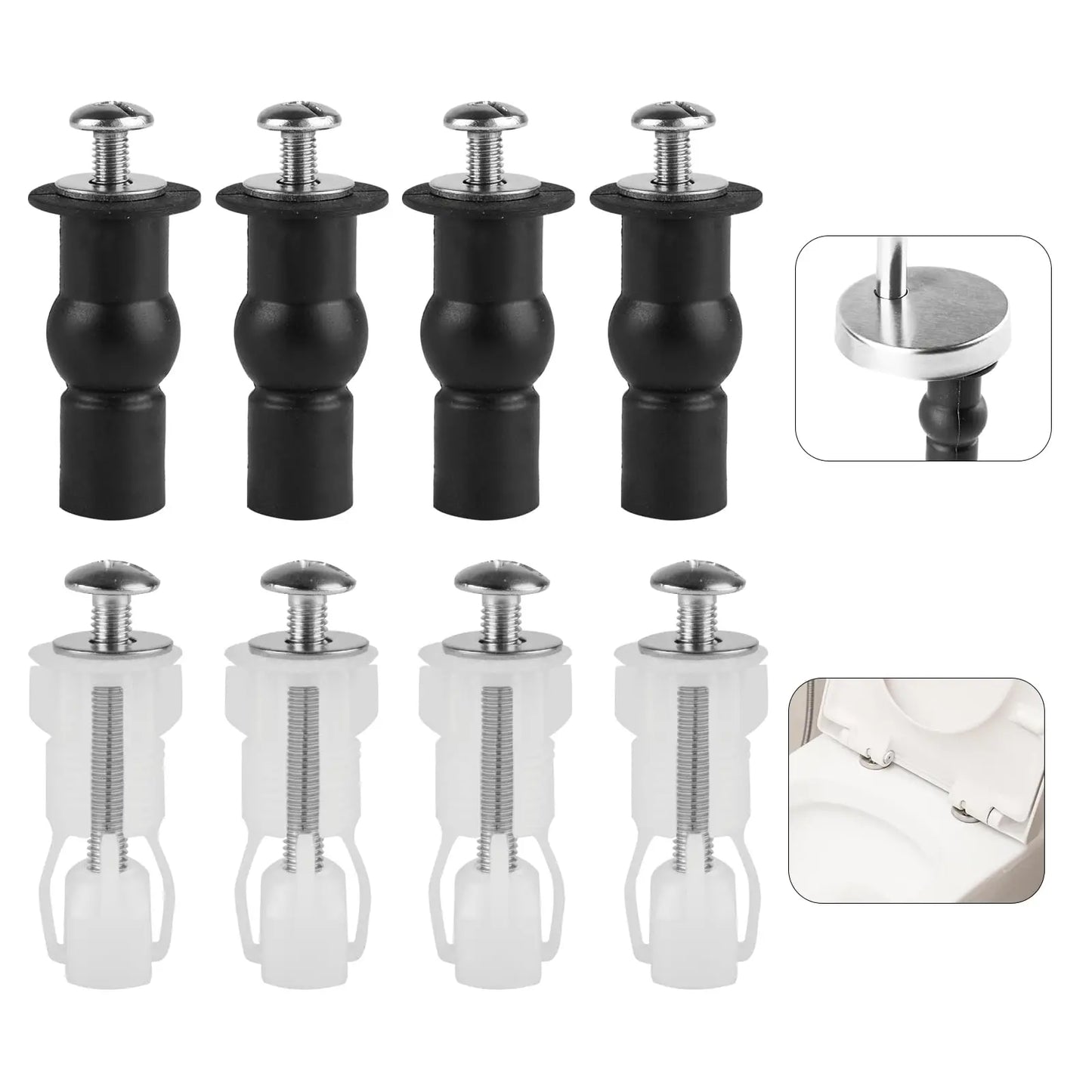 8er-Pack universelle Toilettensitzscharniere mit erweiterbaren Gummimuttern