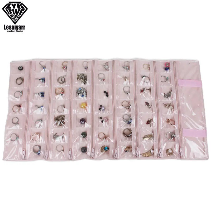 Faltbarer Schmuck Organizer aus Samt mit Reißverschluss für Reisen