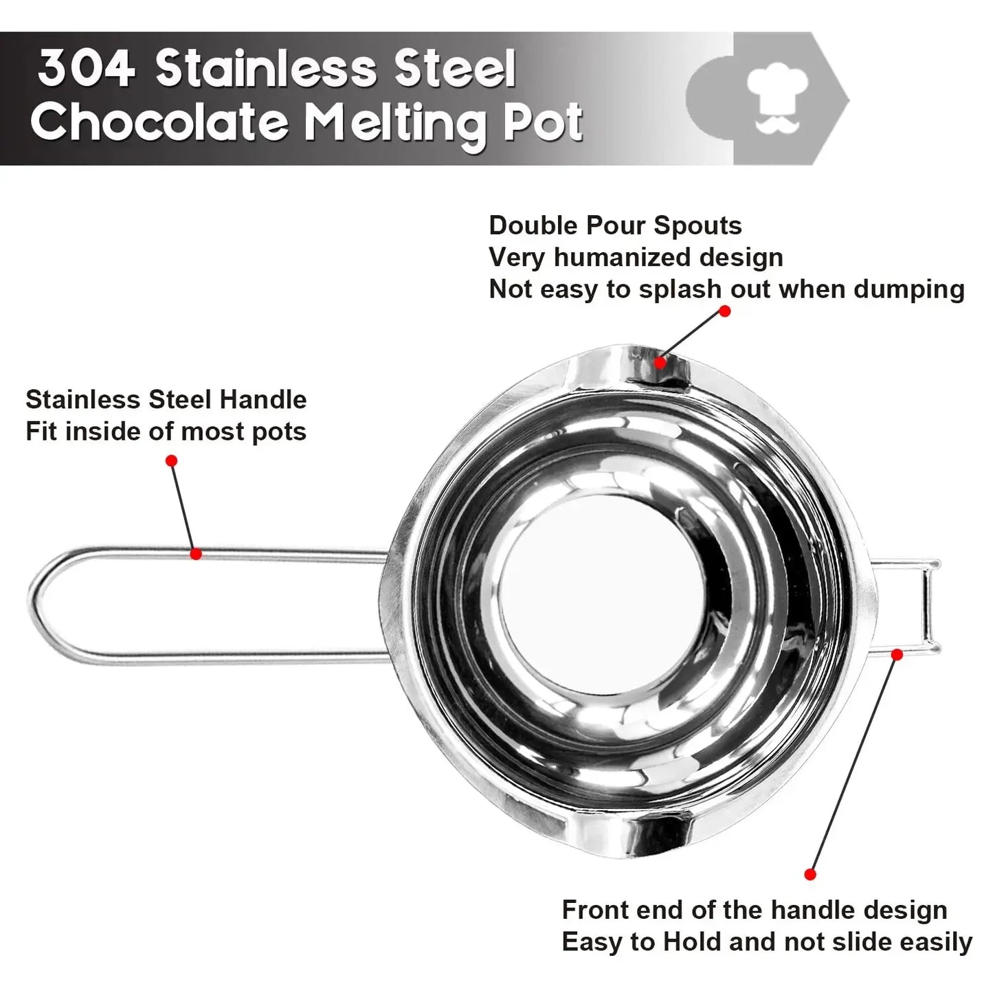 Schmelztiegel 1200ml mit 2400ml Edelstahl Topf zum Kerzen Wachs Schmelzen