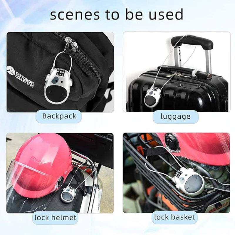 Verstellbares 3-stelliges Kabel Zahlenschloss aus Stahl