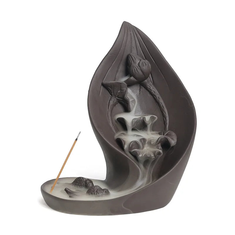 Kreatives lila Lotusblatt Räuchergefäß aus Keramik