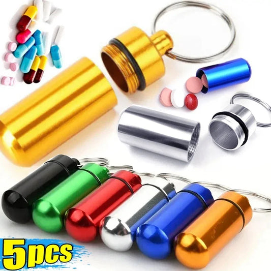 Mini Aluminium Pillenbox Schlüsselanhänger tragbar für Outdoor Reise