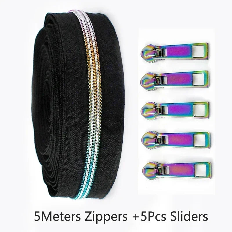 Nylon Reißverschlussband & Schieber Set 5m für Reparaturen Kleidung Taschen #5