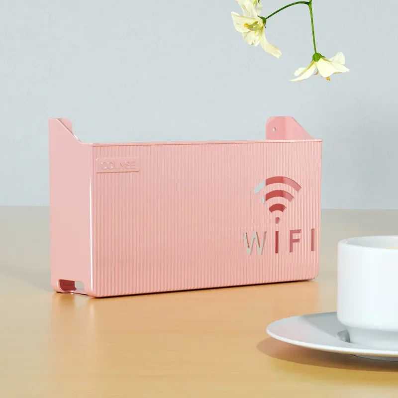Wandmontiertes WLAN-Router-Regal mit Kabelmanagement für Wohnzimmer