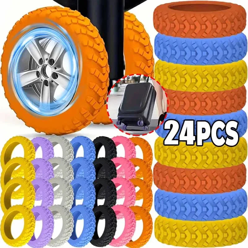 Set mit 24 Silikon Schutzhüllen für Gepäckräder Raddämpfer Reisebedarf-Yabubest - Home & More