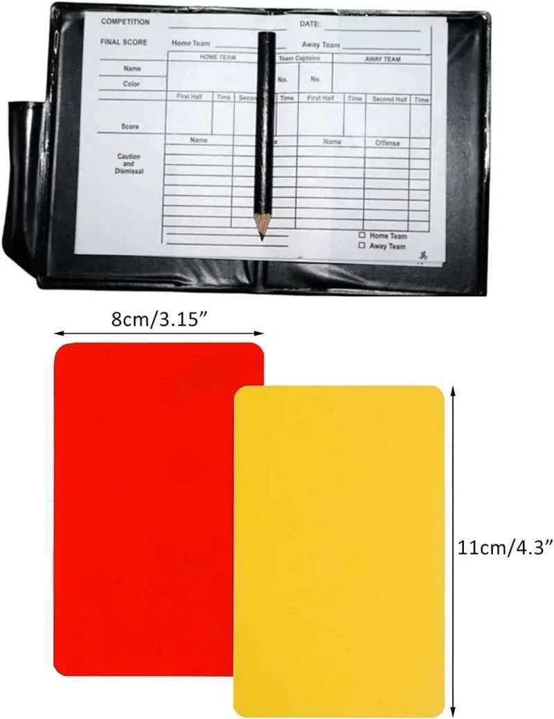 Robustes Schiedsrichter-Karten-Set mit Pfeife, Anzeigebuch - Stift im Etui