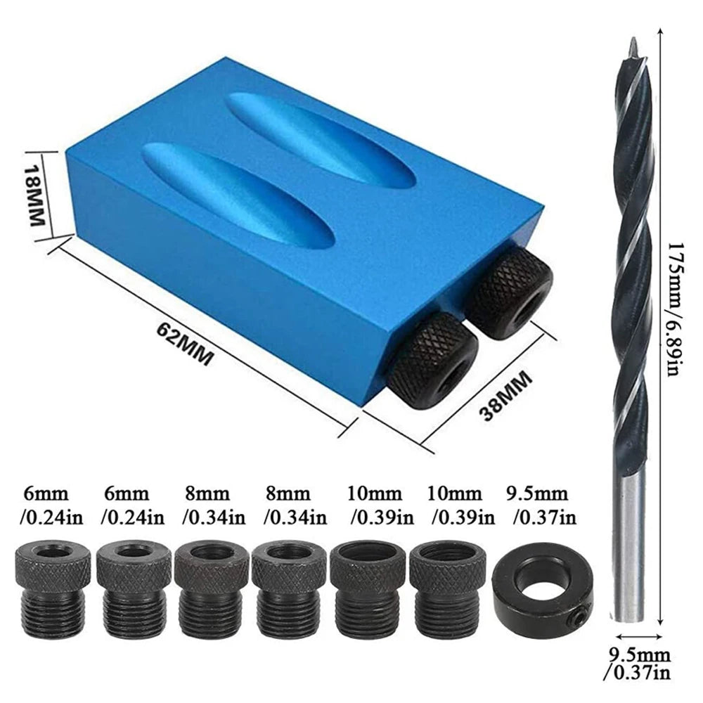Holzbearbeitung Schräge Lochlehre 15-Grad Winkel Bohrer Set DIY Zimmerei