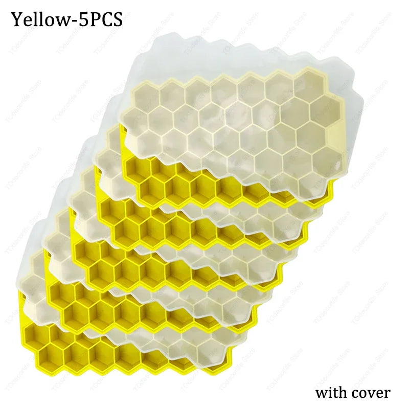 Premium Silikon Eiswürfelformen mit Deckel – Sechseckig, Wiederverwendbar