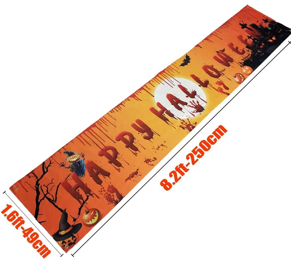 250cm Halloween Banner mit Kürbis und blutigen Handabdrücken für Indoor Outdoor