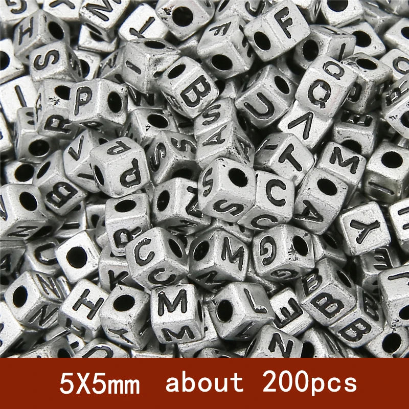 6x6mm Quadratische Acryl Alphabet Perlen für DIY Schmuck Basteln