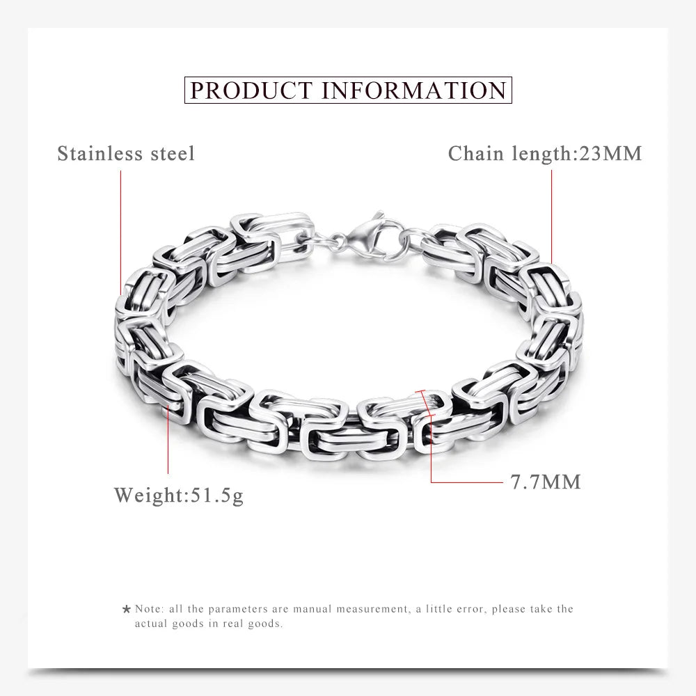 8MM Edelstahl Kastenkette Armband für Männer Rock Motorrad Schmuck