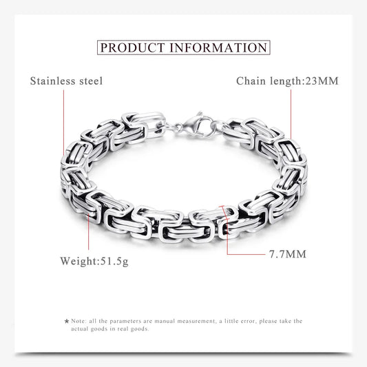 8MM Edelstahl Kastenkette Armband für Männer Rock Motorrad Schmuck